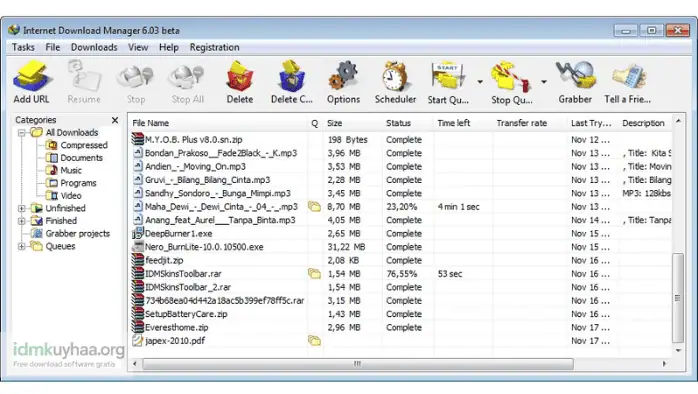 Unduh versi lengkap IDM (Internet Download Manager) untuk kemampuan dan fitur pengunduhan yang lebih baik.